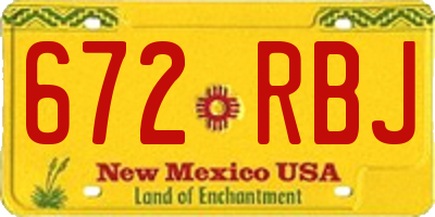 NM license plate 672RBJ
