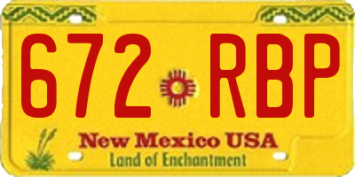 NM license plate 672RBP