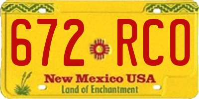 NM license plate 672RCO