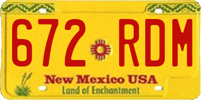 NM license plate 672RDM