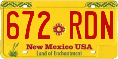 NM license plate 672RDN