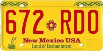 NM license plate 672RDO