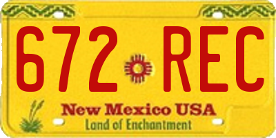 NM license plate 672REC