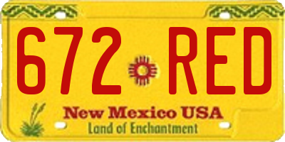 NM license plate 672RED