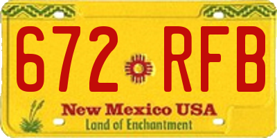 NM license plate 672RFB