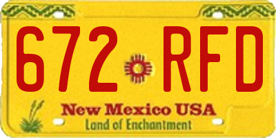 NM license plate 672RFD