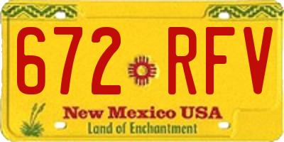 NM license plate 672RFV