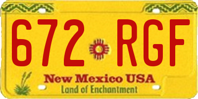 NM license plate 672RGF