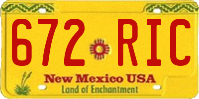 NM license plate 672RIC
