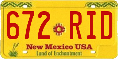 NM license plate 672RID