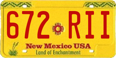 NM license plate 672RII