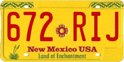 NM license plate 672RIJ