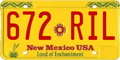 NM license plate 672RIL