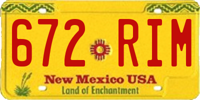 NM license plate 672RIM