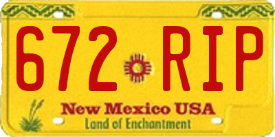 NM license plate 672RIP