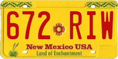 NM license plate 672RIW