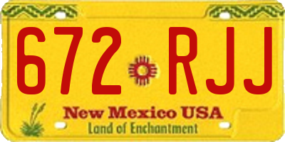 NM license plate 672RJJ