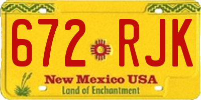 NM license plate 672RJK