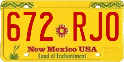 NM license plate 672RJO