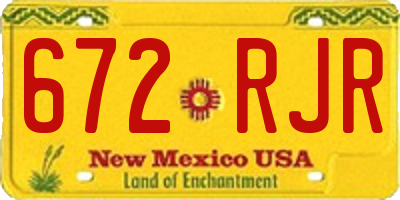 NM license plate 672RJR