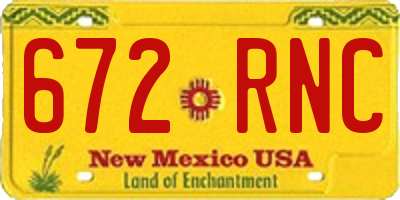 NM license plate 672RNC