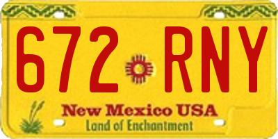 NM license plate 672RNY