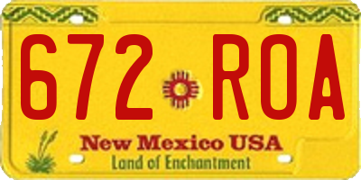 NM license plate 672ROA