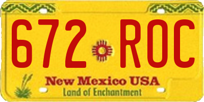 NM license plate 672ROC