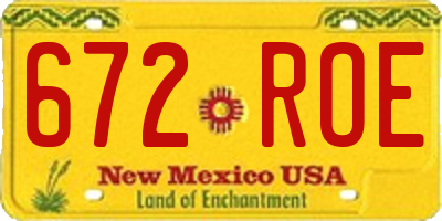 NM license plate 672ROE