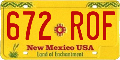 NM license plate 672ROF