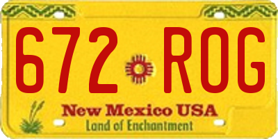 NM license plate 672ROG