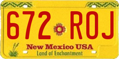 NM license plate 672ROJ