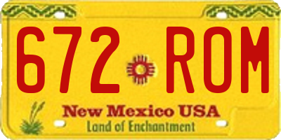 NM license plate 672ROM