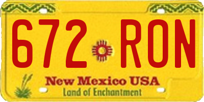 NM license plate 672RON