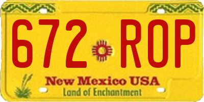 NM license plate 672ROP