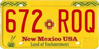 NM license plate 672ROQ