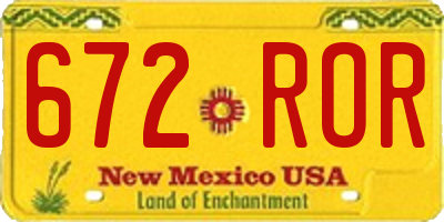 NM license plate 672ROR