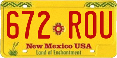 NM license plate 672ROU
