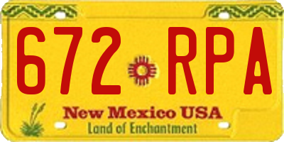 NM license plate 672RPA