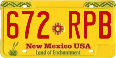 NM license plate 672RPB