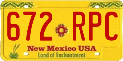 NM license plate 672RPC