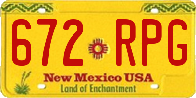 NM license plate 672RPG