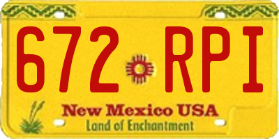 NM license plate 672RPI