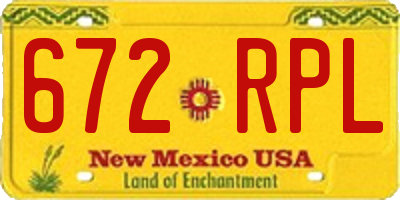 NM license plate 672RPL