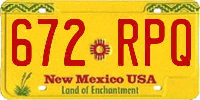 NM license plate 672RPQ