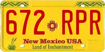 NM license plate 672RPR