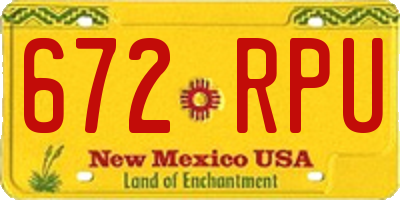 NM license plate 672RPU
