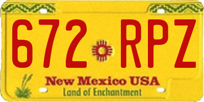 NM license plate 672RPZ