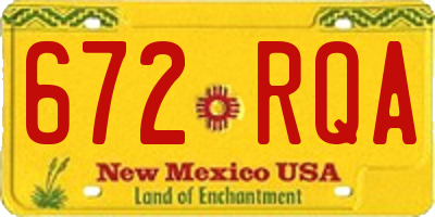 NM license plate 672RQA