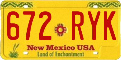 NM license plate 672RYK